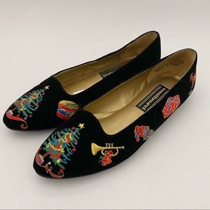 Westbound Toyland Black Velvet Christmas Flats 6